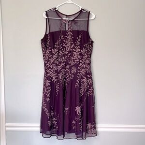 Beautiful purple dress with lavender leaf detailing